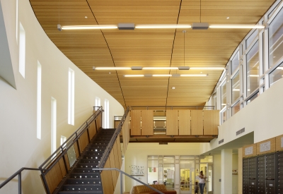 Interior lobby at Tassafaronga Village in East Oakland, CA. 