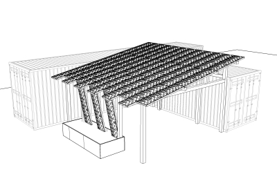 Rendering of the Farm2Market Shade Trellis from above in Alameda, California.