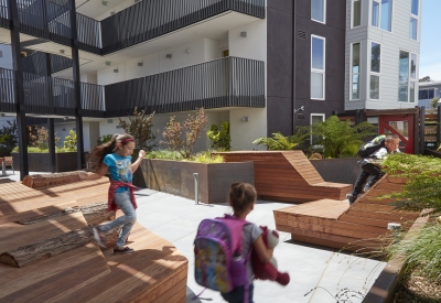 Kids at play in Pacific Pointe Apartments in San Francisco, CA.