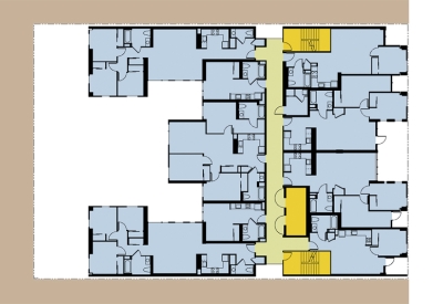 Floor plan showing unit configurations at Curran House in San Franicsco.