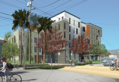 Exterior rendering of Parker Place in Berkeley, California.