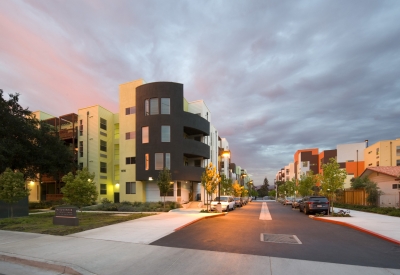 Street view of Paseo Senter in San Jose, California.