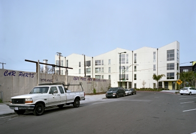 View of Pacific Cannery Lofts from down the street in Oakland, California.