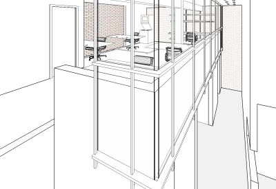 Perspective rendering of the loft inside David Baker Architects Office in San Francisco.