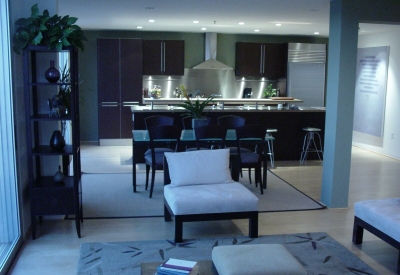 Interior view of a unit kitchen at 1500 Park Avenue Lofts in Emeryville, California.