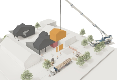 Diagram of Phase 3 of Incremental Density for  More-Plex, a competition entry for kit-of-parts collaborative housing.