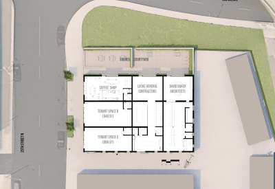 Ground floor site plan of the Bandsaw in Birmingham, AL.