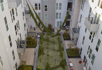 Courtyard view of Potrero 1010 in San Francisco, CA.