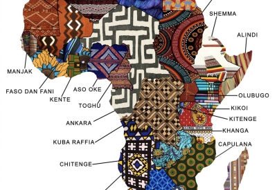 Fabric map of Africa by Priya Shah for Africatown Plaza in Seattle, Wa.