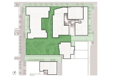 Diagram of extensive public-realm improvement for Brady Block development in San Francisco.