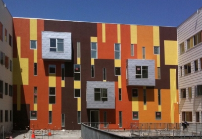 Courtyard during construction of Armstrong Place Senior in San Francisco.
