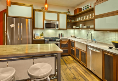 Kitchen inside Truckee Prototype Mixed-Use Townhouse in Truckee, California.