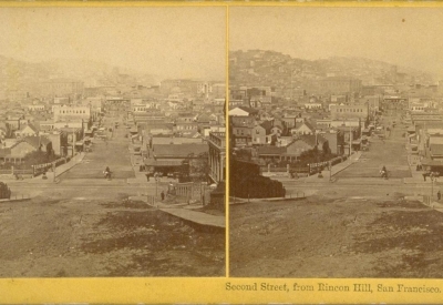 Historic photo of Second Street from Rincon Hill.