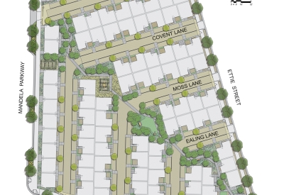 Site plan for West End Commons in Oakland, Ca.