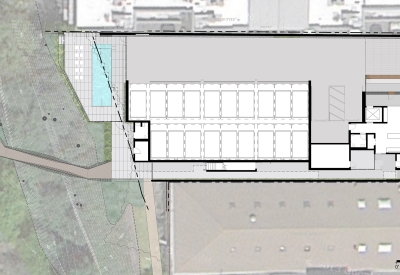 Ground level site plan for Harmon Guest House in Healdsburg, Ca 