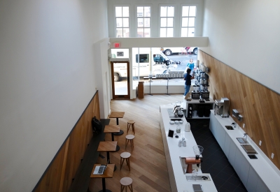 Interior of Saint Frank Coffee in San Francisco.