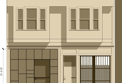 Drawing of the elevation for the Shotwell Compound in San Francisco.