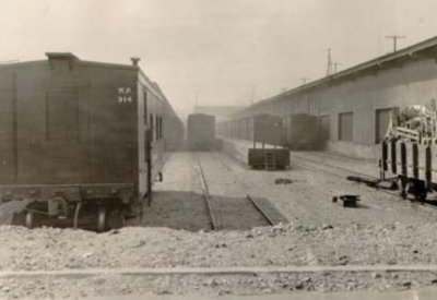 Train depot from 1929 at the now site of 855 Brannan in San Francisco.
