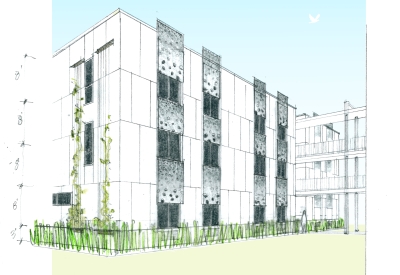 Exterior rendering south elevation for Blossom Hill.