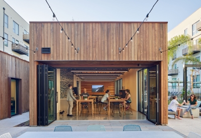 Community pavilion in the courtyard at Union Flats in Union City, Ca.