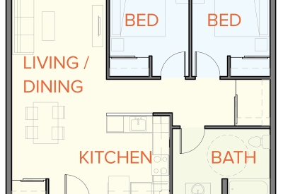 Unit plan of Lee Walker Heights in Asheville, North Carolina.