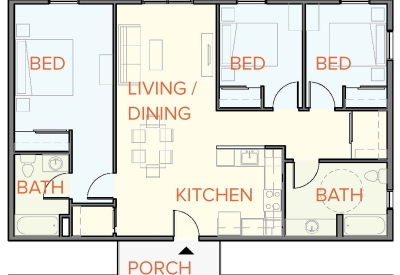 Unit plan of Lee Walker Heights in Asheville, North Carolina.