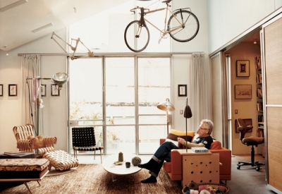 Man sitting on the couch in the living room at Shotwell Design Lab in San Francisco.