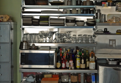 Open kitchen pantry at Shotwell Design Lab in San Francisco.