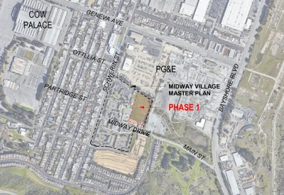 Vicinity map for Midway Village Phase 1 in Daly City, Ca.