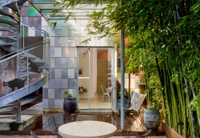 Exterior view of the entry courtyard for Shotwell Garden Retreat in San Francisco.