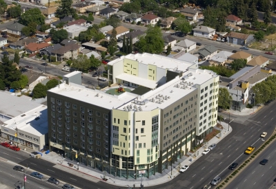 Aerial view of Delmas Park in San Jose, California.