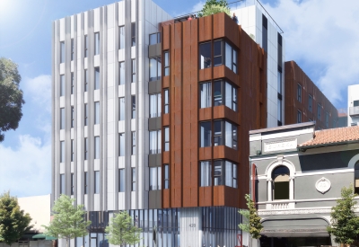 Exterior rendering of 420 Mendocino in Santa Rose, California.