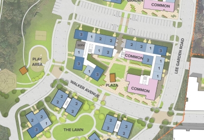 Ground level site plan for Lee Walker Heights in Asheville, North Carolina.