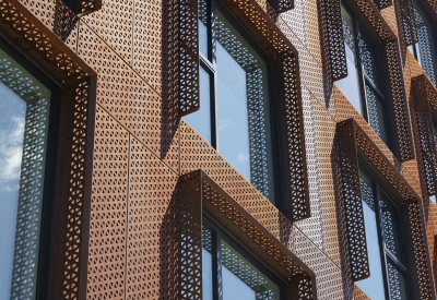 Corten facade detail at The Union in Oakland, Ca. 