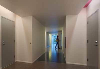 Residential corridor at Richardson Apartments in San Francisco.