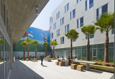 View of courtyard at Richardson Apartments.