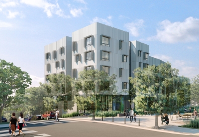 Exterior rendering of 853 building at Hunter’s View Phase 3 in San Francisco, Ca.