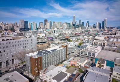 Aerial view of Tahanan Supportive Housing in San Francisco.