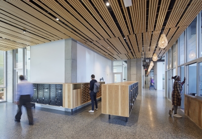 Residential mailboxes in the lobby of Tahanan Supportive Housing in San Francisco.