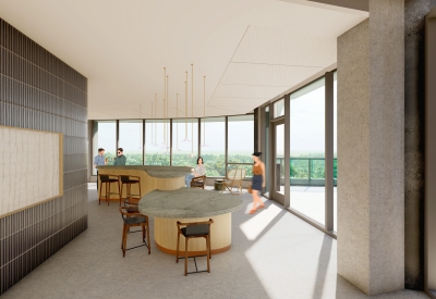 Rendering of the bar area for Isle House in Treasure Island, San Francisco, Ca.
