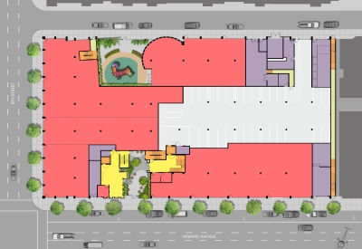 Ground level site plan for 8th & Howard/SOMA Studios in San Francisco, Ca.