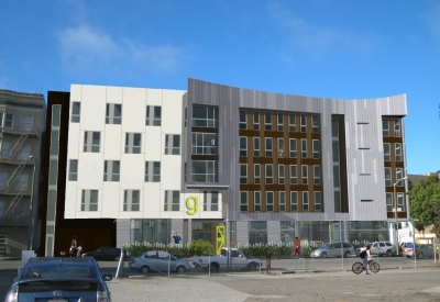 Exterior rendering of Richardson Apartments in San Francisco at Fulton Street.