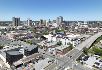 Aerial view of 2323 2nd Avenue South in Birmingham, Alabama.