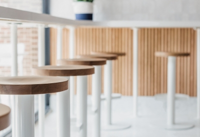 Interior detail of barstools at Big Spoon Creamery in Huntsville, Alabama