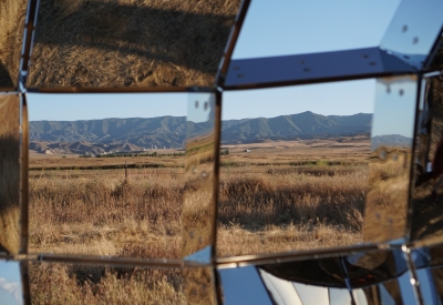 peepSHOW detail reflecting in the sun in the desert in New Cuyama, California.