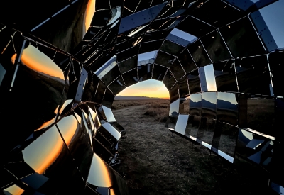 Looking through peepSHOW in the desert during sunset in New Cuyama, California.