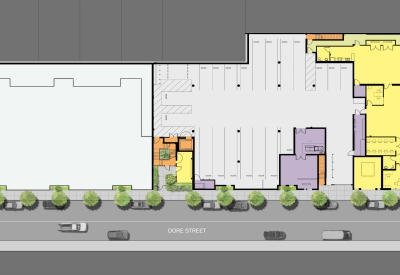 Ground floor site plan for Folsom-Dore Supportive Apartments in San Francisco, California.