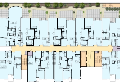 Second level site plan for 200 Second Street in Oakland, California.