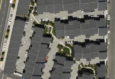 Aerial view of West End Commons site in Oakland, Ca.