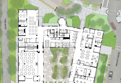 Level one site plan of Dr. George Davis Senior Building in San Francisco.